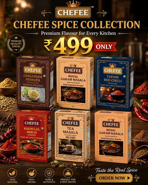 Coriander Powder + Royal Turmeric + Tufani Red Chilli + Khuni Red Chili + Royal  Garam Masala + Tea Masala